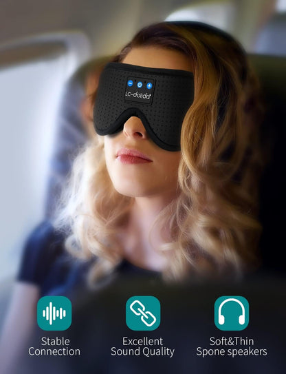 Sleep Headphones, 3D Sleep Mask Bluetooth Wireless Music Eye Mask, Sleeping Headphones for Side Sleepers Sleep Mask with Bluetooth Headphones Ultra-Thin Stereo Speakers Perfect for Sleeping