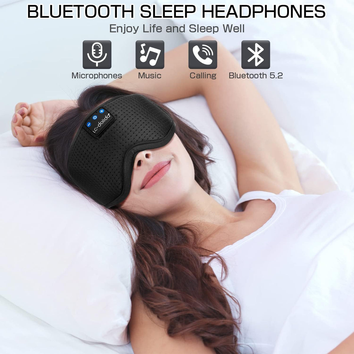 Sleep Headphones, 3D Sleep Mask Bluetooth Wireless Music Eye Mask, Sleeping Headphones for Side Sleepers Sleep Mask with Bluetooth Headphones Ultra-Thin Stereo Speakers Perfect for Sleeping