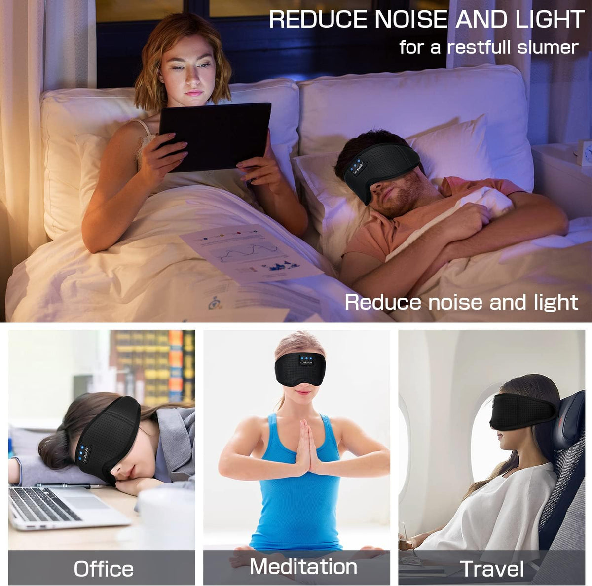 Sleep Headphones, 3D Sleep Mask Bluetooth Wireless Music Eye Mask, Sleeping Headphones for Side Sleepers Sleep Mask with Bluetooth Headphones Ultra-Thin Stereo Speakers Perfect for Sleeping
