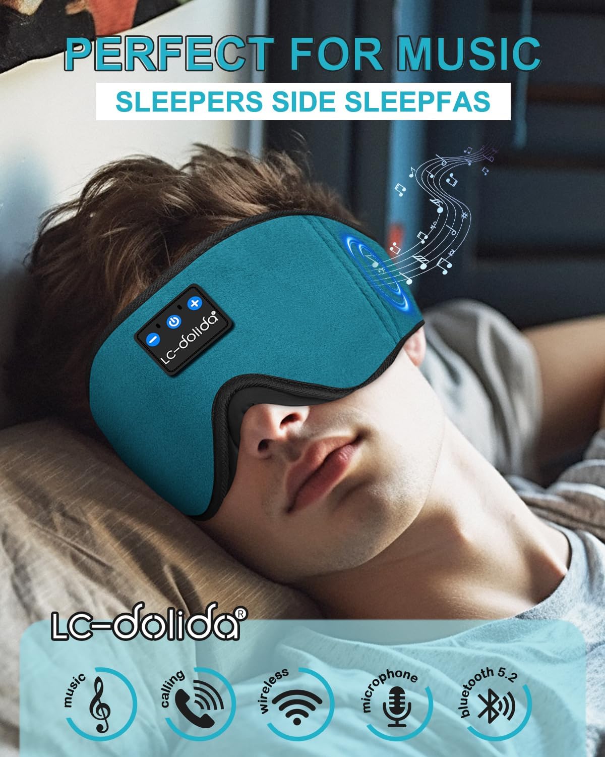 Sleep Headphones, 3D Sleep Mask Bluetooth Wireless Music Eye Mask, Sleeping Headphones for Side Sleepers Sleep Mask with Bluetooth Headphones Ultra-Thin Stereo Speakers Perfect for Sleeping