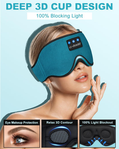 Sleep Headphones, 3D Sleep Mask Bluetooth Wireless Music Eye Mask, Sleeping Headphones for Side Sleepers Sleep Mask with Bluetooth Headphones Ultra-Thin Stereo Speakers Perfect for Sleeping