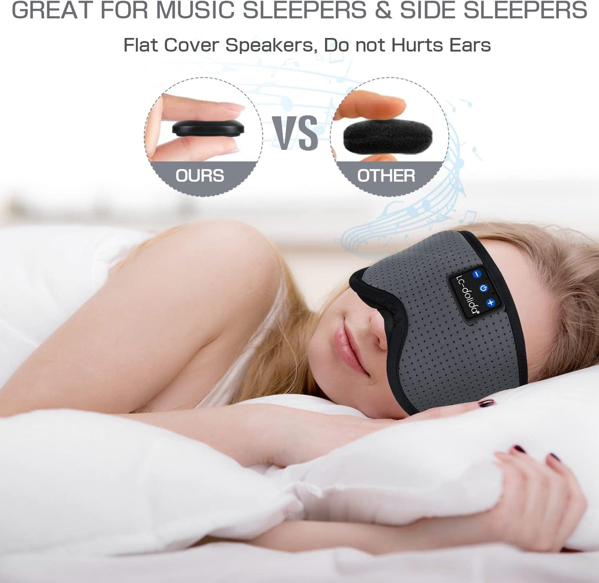 Sleep Headphones, 3D Sleep Mask Bluetooth Wireless Music Eye Mask, Sleeping Headphones for Side Sleepers Sleep Mask with Bluetooth Headphones Ultra-Thin Stereo Speakers Perfect for Sleeping