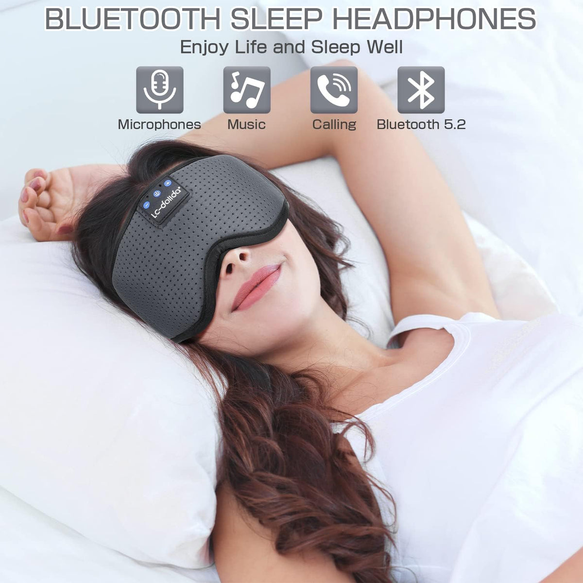 Sleep Headphones, 3D Sleep Mask Bluetooth Wireless Music Eye Mask, Sleeping Headphones for Side Sleepers Sleep Mask with Bluetooth Headphones Ultra-Thin Stereo Speakers Perfect for Sleeping