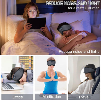 Sleep Headphones, 3D Sleep Mask Bluetooth Wireless Music Eye Mask, Sleeping Headphones for Side Sleepers Sleep Mask with Bluetooth Headphones Ultra-Thin Stereo Speakers Perfect for Sleeping