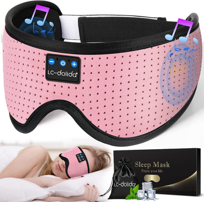 Sleep Headphones, 3D Sleep Mask Bluetooth Wireless Music Eye Mask, Sleeping Headphones for Side Sleepers Sleep Mask with Bluetooth Headphones Ultra-Thin Stereo Speakers Perfect for Sleeping