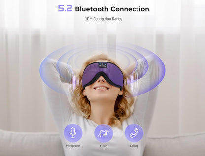 Sleep Headphones, 3D Sleep Mask Bluetooth Wireless Music Eye Mask, Sleeping Headphones for Side Sleepers Sleep Mask with Bluetooth Headphones Ultra-Thin Stereo Speakers Perfect for Sleeping