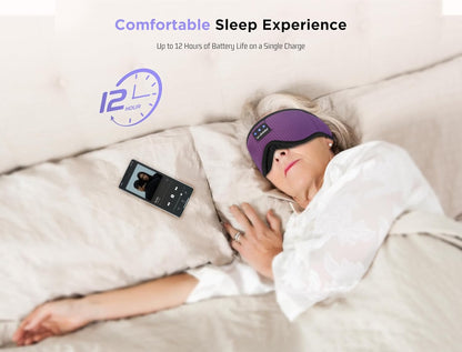 Sleep Headphones, 3D Sleep Mask Bluetooth Wireless Music Eye Mask, Sleeping Headphones for Side Sleepers Sleep Mask with Bluetooth Headphones Ultra-Thin Stereo Speakers Perfect for Sleeping