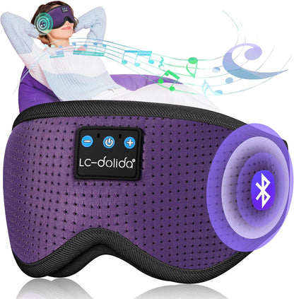 Sleep Headphones, 3D Sleep Mask Bluetooth Wireless Music Eye Mask, Sleeping Headphones for Side Sleepers Sleep Mask with Bluetooth Headphones Ultra-Thin Stereo Speakers Perfect for Sleeping