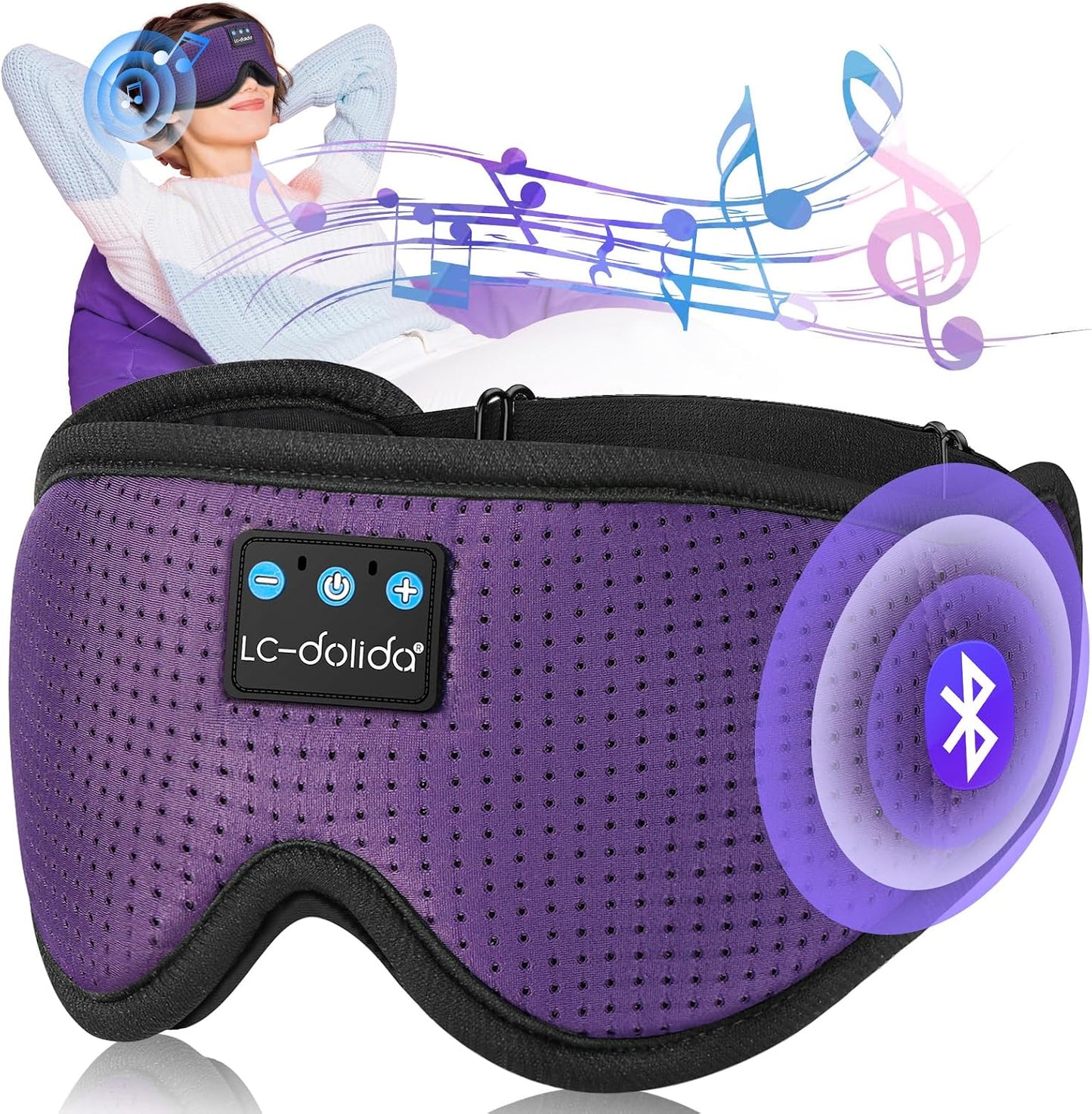 Sleep Headphones, 3D Sleep Mask Bluetooth Wireless Music Eye Mask, Sleeping Headphones for Side Sleepers Sleep Mask with Bluetooth Headphones Ultra-Thin Stereo Speakers Perfect for Sleeping