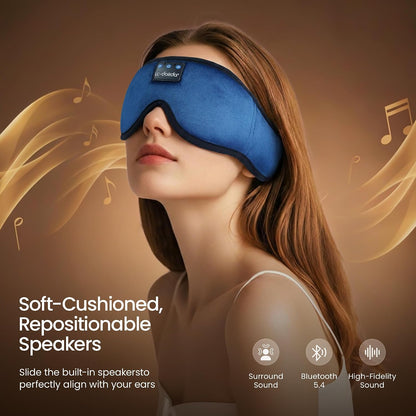 Sleep Headphones, 3D Sleep Mask Bluetooth Wireless Music Eye Mask, Sleeping Headphones for Side Sleepers Sleep Mask with Bluetooth Headphones Ultra-Thin Stereo Speakers Perfect for Sleeping