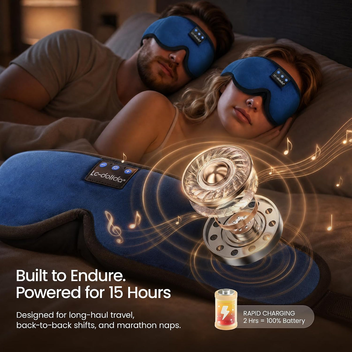 Sleep Headphones, 3D Sleep Mask Bluetooth Wireless Music Eye Mask, Sleeping Headphones for Side Sleepers Sleep Mask with Bluetooth Headphones Ultra-Thin Stereo Speakers Perfect for Sleeping