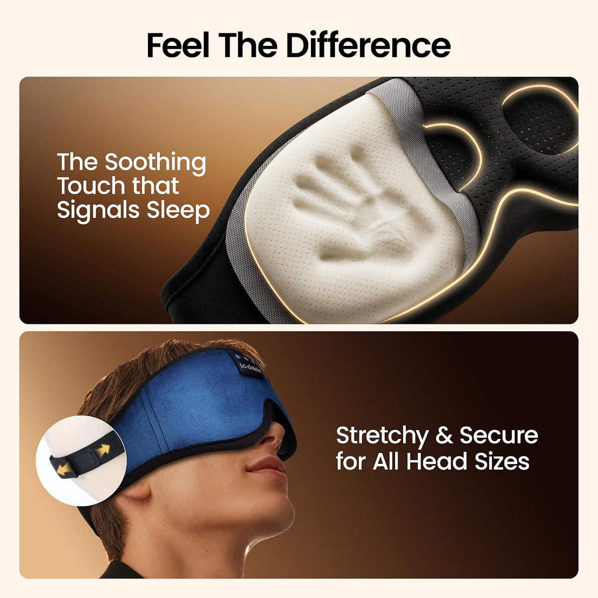 Sleep Headphones, 3D Sleep Mask Bluetooth Wireless Music Eye Mask, Sleeping Headphones for Side Sleepers Sleep Mask with Bluetooth Headphones Ultra-Thin Stereo Speakers Perfect for Sleeping