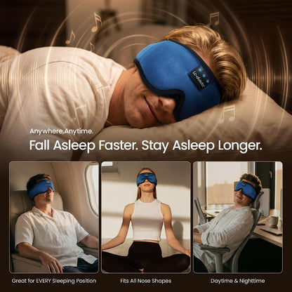 Sleep Headphones, 3D Sleep Mask Bluetooth Wireless Music Eye Mask, Sleeping Headphones for Side Sleepers Sleep Mask with Bluetooth Headphones Ultra-Thin Stereo Speakers Perfect for Sleeping
