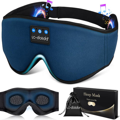 Sleep Headphones, 3D Sleep Mask Bluetooth Wireless Music Eye Mask, Sleeping Headphones for Side Sleepers Sleep Mask with Bluetooth Headphones Ultra-Thin Stereo Speakers Perfect for Sleeping
