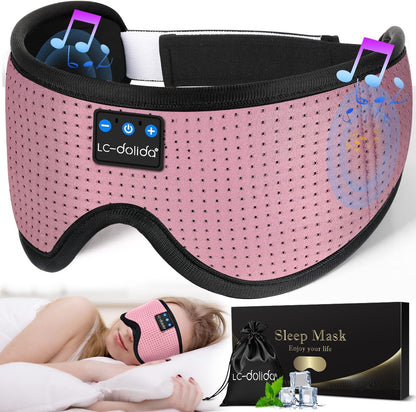 Sleep Headphones, 3D Sleep Mask Bluetooth Wireless Music Eye Mask, Sleeping Headphones for Side Sleepers Sleep Mask with Bluetooth Headphones Ultra-Thin Stereo Speakers Perfect for Sleeping