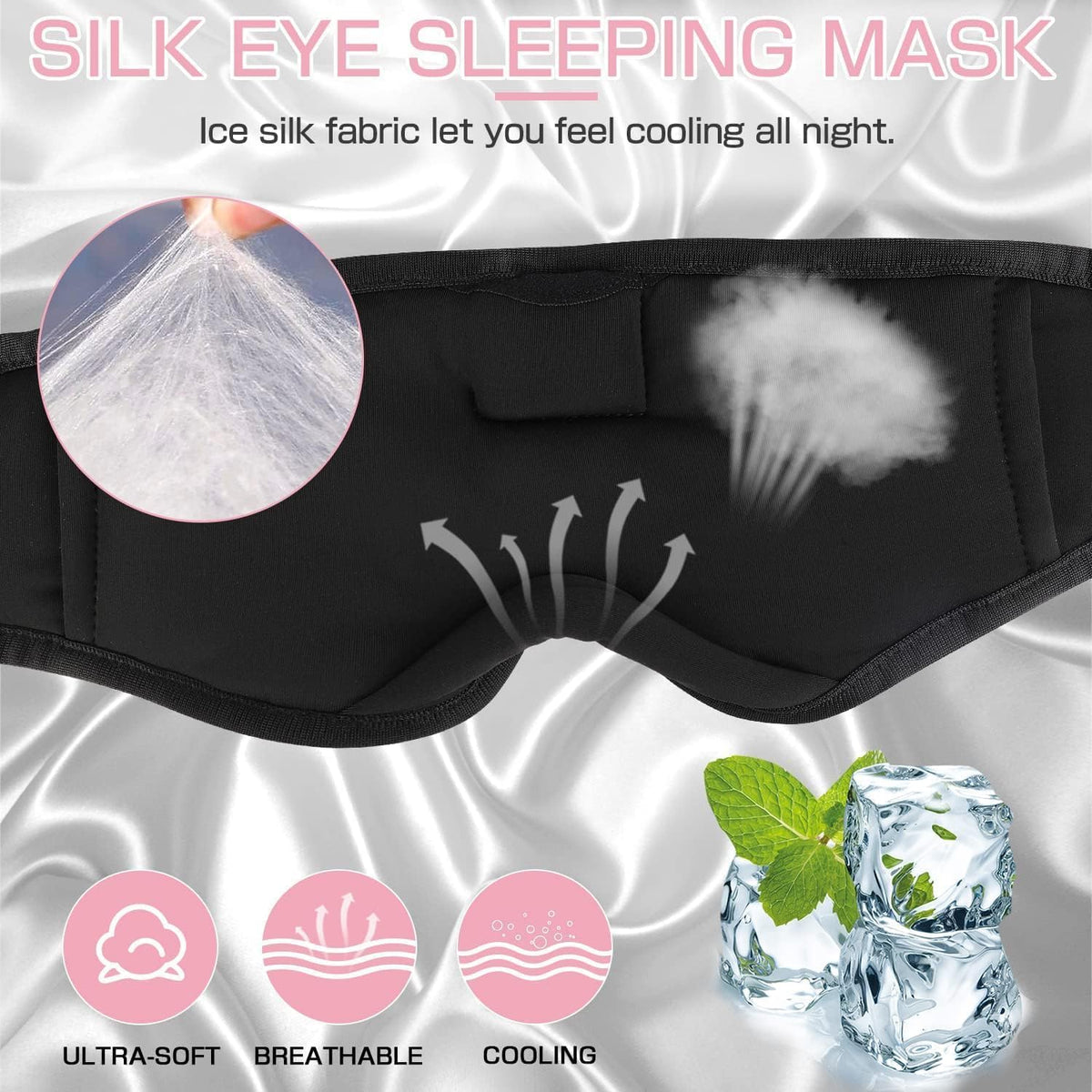 Sleep Headphones, 3D Sleep Mask Bluetooth Wireless Music Eye Mask, Sleeping Headphones for Side Sleepers Sleep Mask with Bluetooth Headphones Ultra-Thin Stereo Speakers Perfect for Sleeping