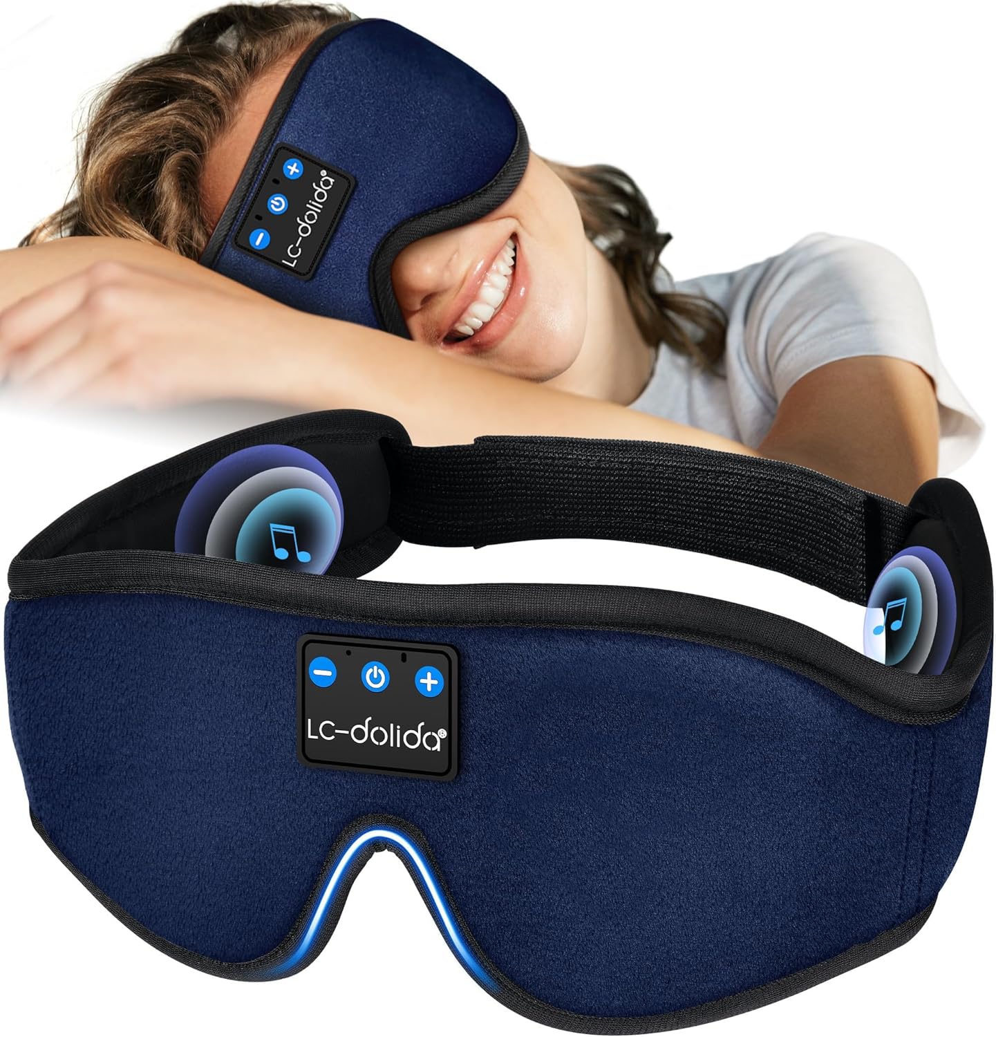 Sleep Headphones, 3D Sleep Mask Bluetooth Wireless Music Eye Mask, Sleeping Headphones for Side Sleepers Sleep Mask with Bluetooth Headphones Ultra-Thin Stereo Speakers Perfect for Sleeping
