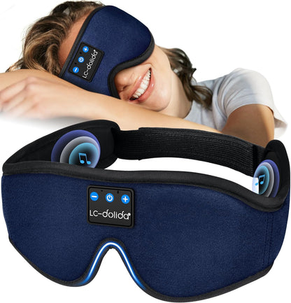 Sleep Headphones, 3D Sleep Mask Bluetooth Wireless Music Eye Mask, Sleeping Headphones for Side Sleepers Sleep Mask with Bluetooth Headphones Ultra-Thin Stereo Speakers Perfect for Sleeping