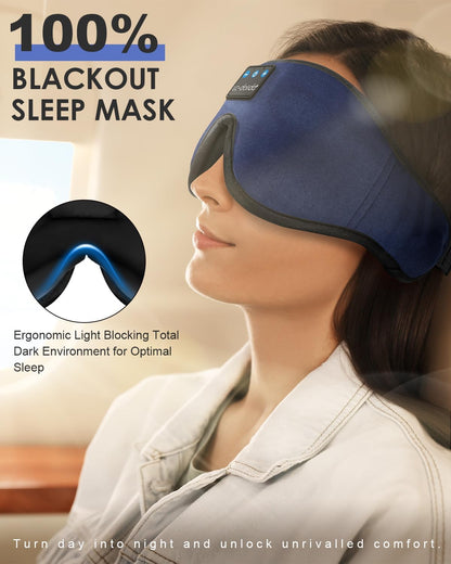 Sleep Headphones, 3D Sleep Mask Bluetooth Wireless Music Eye Mask, Sleeping Headphones for Side Sleepers Sleep Mask with Bluetooth Headphones Ultra-Thin Stereo Speakers Perfect for Sleeping