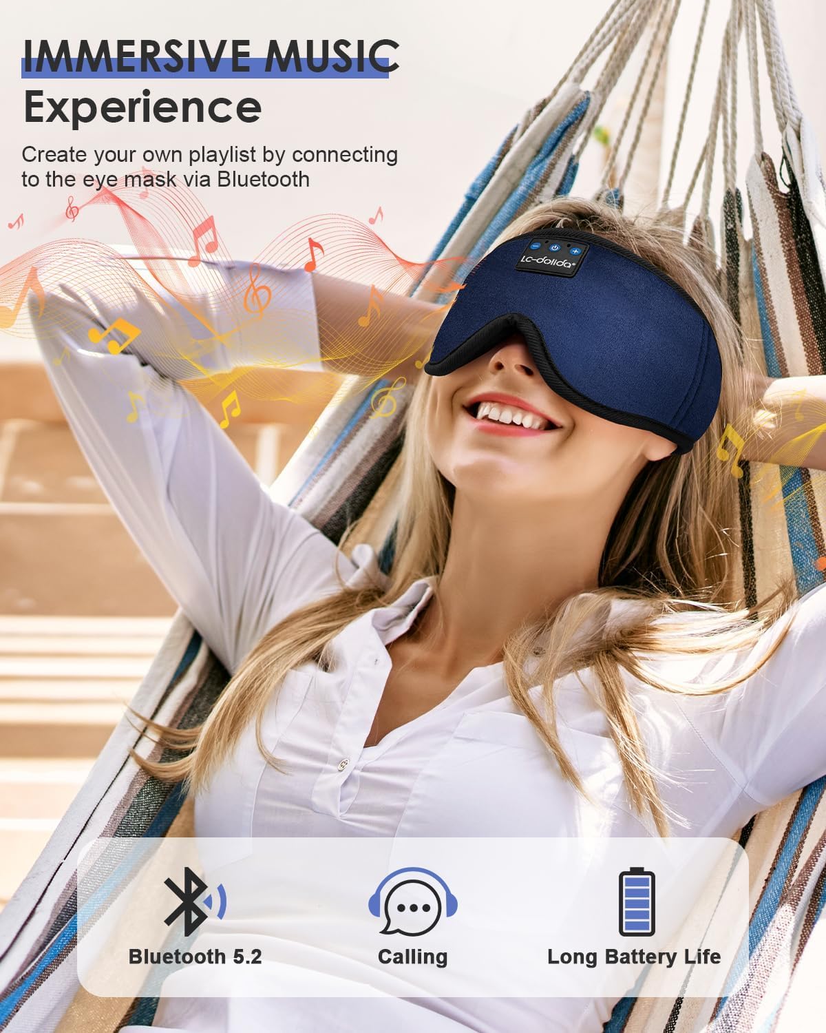Sleep Headphones, 3D Sleep Mask Bluetooth Wireless Music Eye Mask, Sleeping Headphones for Side Sleepers Sleep Mask with Bluetooth Headphones Ultra-Thin Stereo Speakers Perfect for Sleeping
