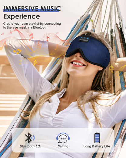 Sleep Headphones, 3D Sleep Mask Bluetooth Wireless Music Eye Mask, Sleeping Headphones for Side Sleepers Sleep Mask with Bluetooth Headphones Ultra-Thin Stereo Speakers Perfect for Sleeping