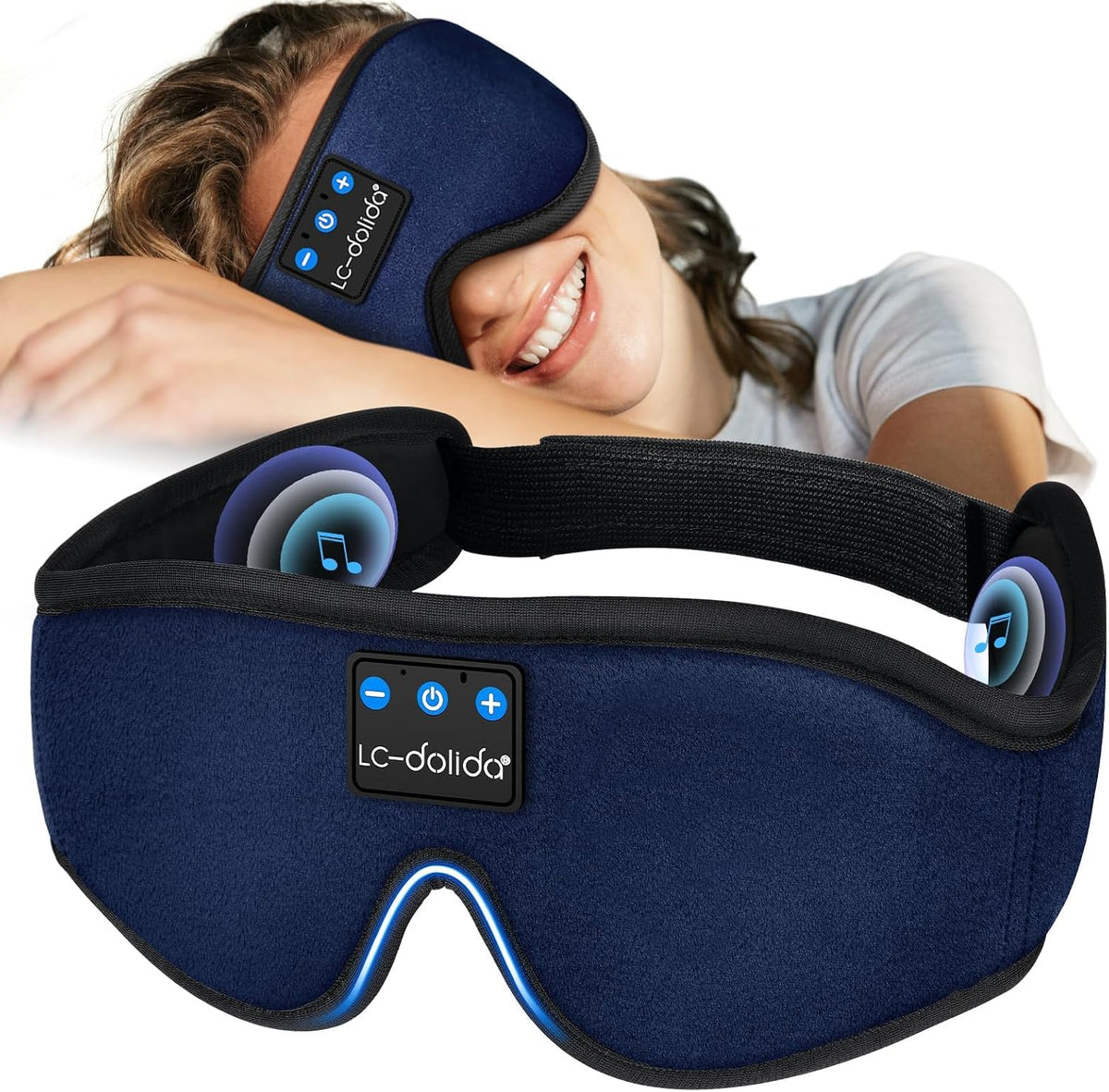 Sleep Headphones, 3D Sleep Mask Bluetooth Wireless Music Eye Mask, Sleeping Headphones for Side Sleepers Sleep Mask with Bluetooth Headphones Ultra-Thin Stereo Speakers Perfect for Sleeping
