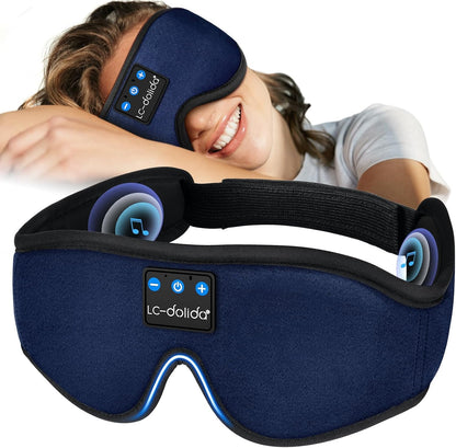 Sleep Headphones, 3D Sleep Mask Bluetooth Wireless Music Eye Mask, Sleeping Headphones for Side Sleepers Sleep Mask with Bluetooth Headphones Ultra-Thin Stereo Speakers Perfect for Sleeping