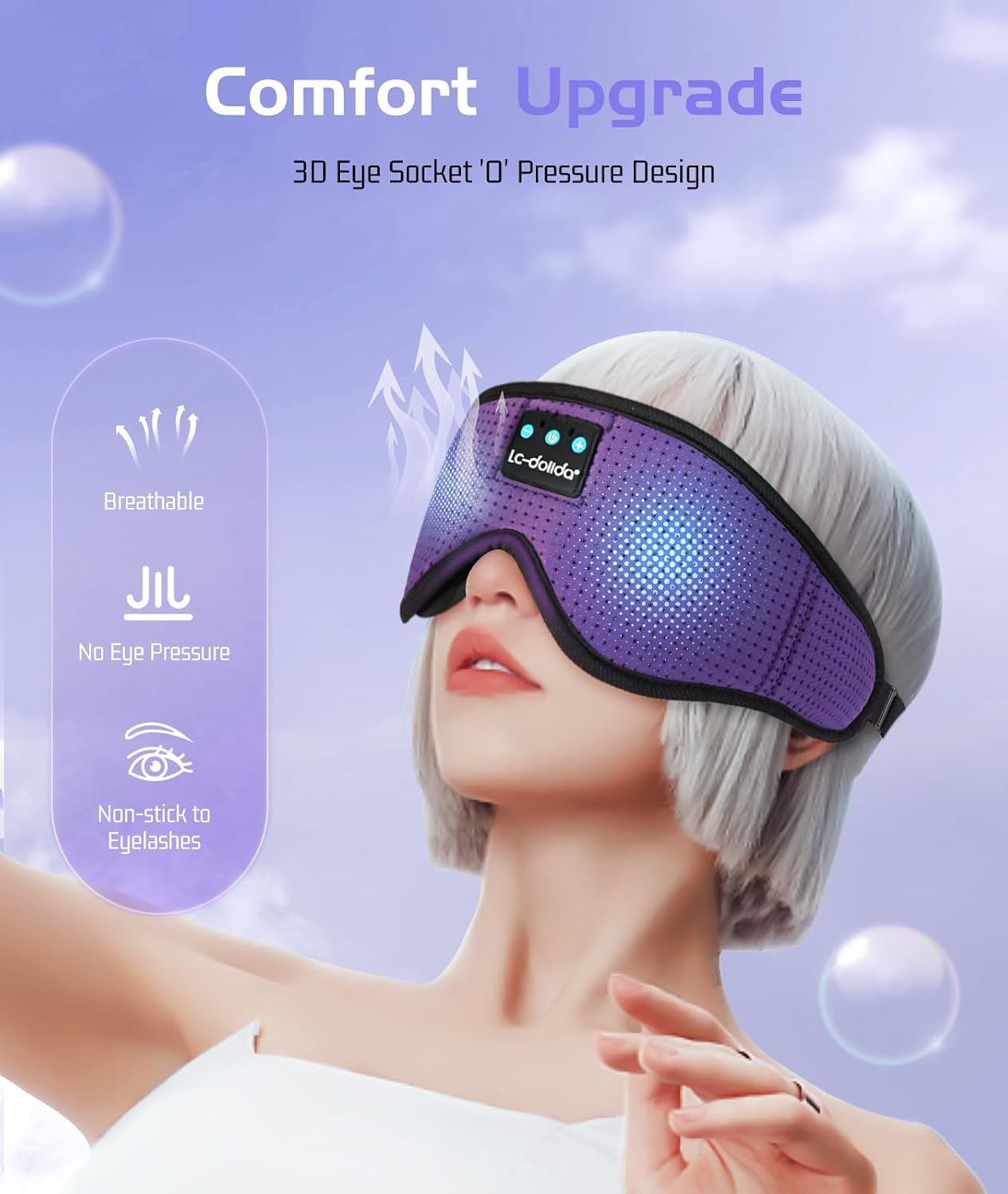 Sleep Headphones, 3D Sleep Mask Bluetooth Wireless Music Eye Mask, Sleeping Headphones for Side Sleepers Sleep Mask with Bluetooth Headphones Ultra-Thin Stereo Speakers Perfect for Sleeping