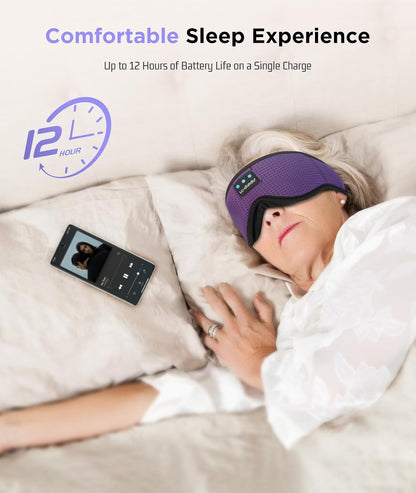 Sleep Headphones, 3D Sleep Mask Bluetooth Wireless Music Eye Mask, Sleeping Headphones for Side Sleepers Sleep Mask with Bluetooth Headphones Ultra-Thin Stereo Speakers Perfect for Sleeping