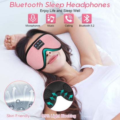Sleep Headphones, 3D Sleep Mask Bluetooth Wireless Music Eye Mask, Sleeping Headphones for Side Sleepers Sleep Mask with Bluetooth Headphones Ultra-Thin Stereo Speakers Perfect for Sleeping