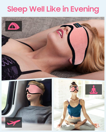Sleep Headphones, 3D Sleep Mask Bluetooth Wireless Music Eye Mask, Sleeping Headphones for Side Sleepers Sleep Mask with Bluetooth Headphones Ultra-Thin Stereo Speakers Perfect for Sleeping