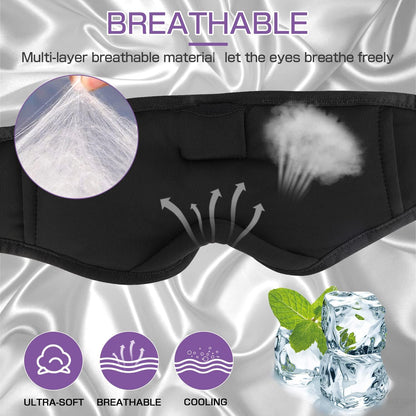 Sleep Headphones, 3D Sleep Mask Bluetooth Wireless Music Eye Mask, Sleeping Headphones for Side Sleepers Sleep Mask with Bluetooth Headphones Ultra-Thin Stereo Speakers Perfect for Sleeping