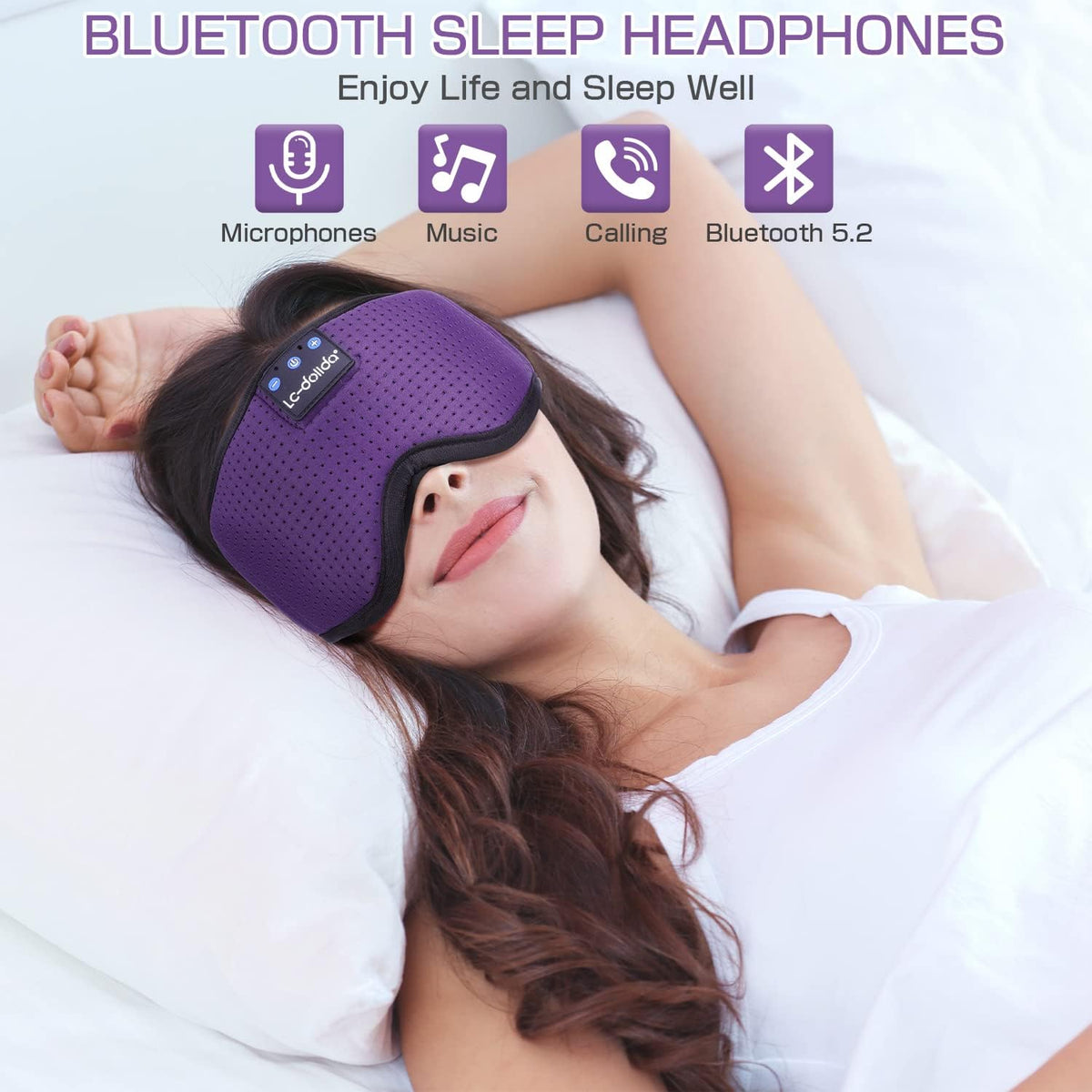 Sleep Headphones, 3D Sleep Mask Bluetooth Wireless Music Eye Mask, Sleeping Headphones for Side Sleepers Sleep Mask with Bluetooth Headphones Ultra-Thin Stereo Speakers Perfect for Sleeping