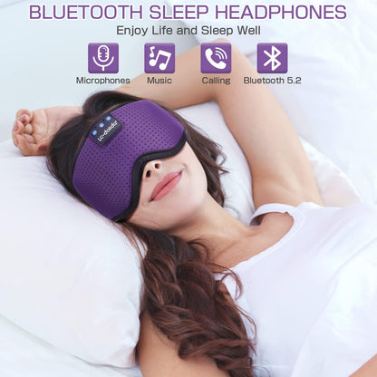 Sleep Headphones, 3D Sleep Mask Bluetooth Wireless Music Eye Mask, Sleeping Headphones for Side Sleepers Sleep Mask with Bluetooth Headphones Ultra-Thin Stereo Speakers Perfect for Sleeping