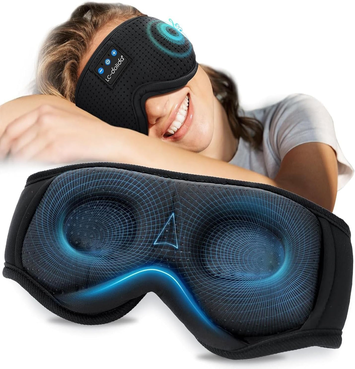 Sleep Headphones, 3D Sleep Mask Bluetooth Wireless Music Eye Mask, Sleeping Headphones for Side Sleepers Sleep Mask with Bluetooth Headphones Ultra-Thin Stereo Speakers Perfect for Sleeping