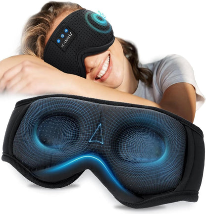 Sleep Headphones, 3D Sleep Mask Bluetooth Wireless Music Eye Mask, Sleeping Headphones for Side Sleepers Sleep Mask with Bluetooth Headphones Ultra-Thin Stereo Speakers Perfect for Sleeping