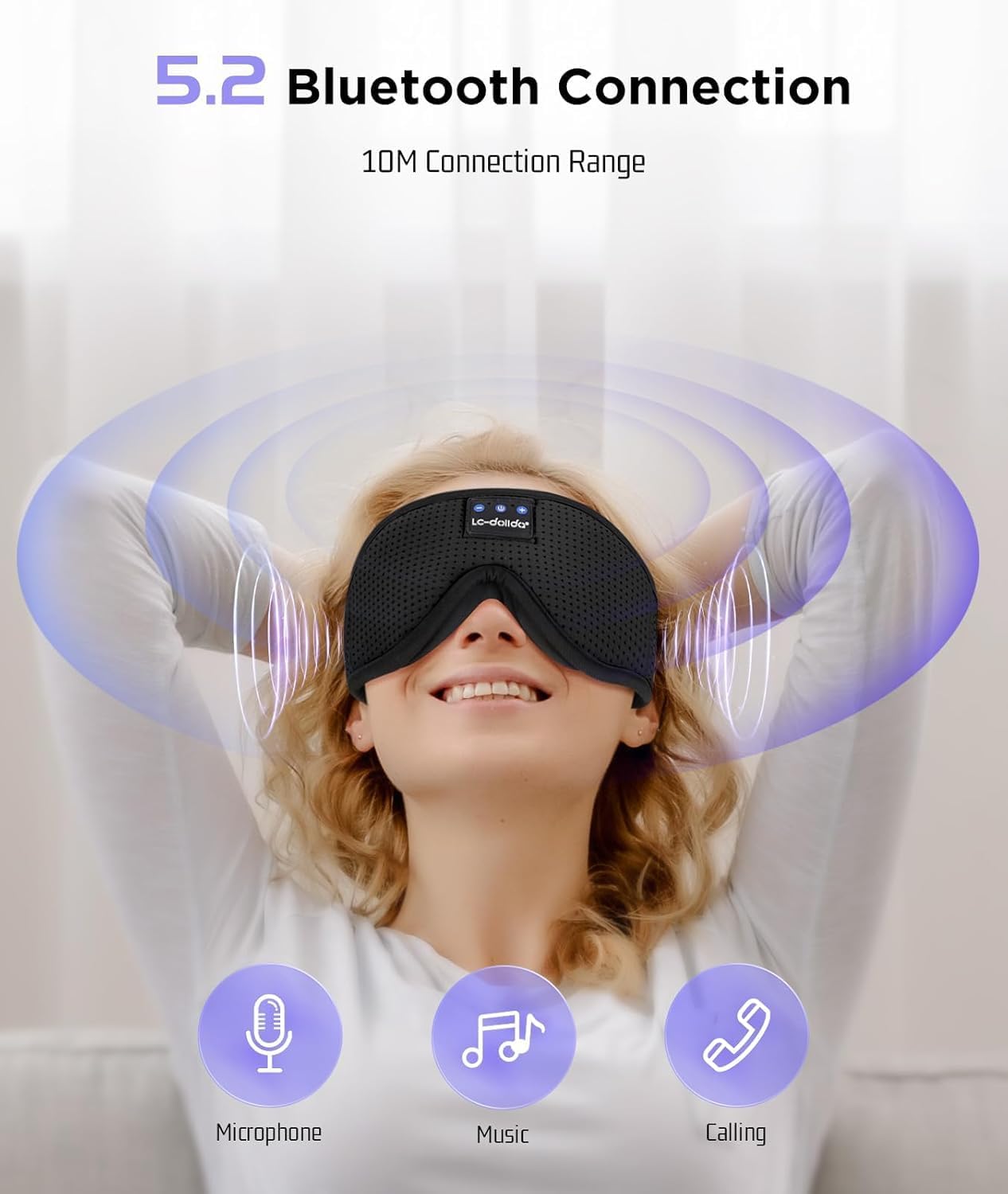 Sleep Headphones, 3D Sleep Mask Bluetooth Wireless Music Eye Mask, Sleeping Headphones for Side Sleepers Sleep Mask with Bluetooth Headphones Ultra-Thin Stereo Speakers Perfect for Sleeping