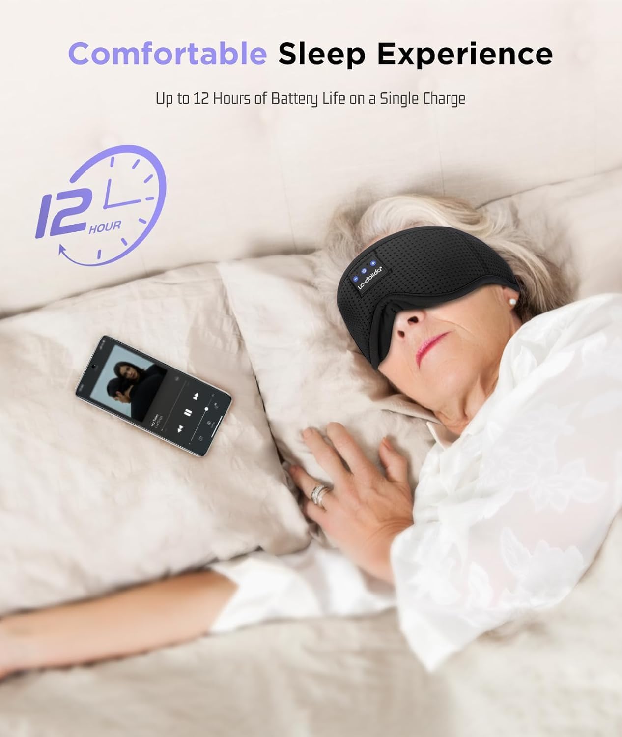 Sleep Headphones, 3D Sleep Mask Bluetooth Wireless Music Eye Mask, Sleeping Headphones for Side Sleepers Sleep Mask with Bluetooth Headphones Ultra-Thin Stereo Speakers Perfect for Sleeping