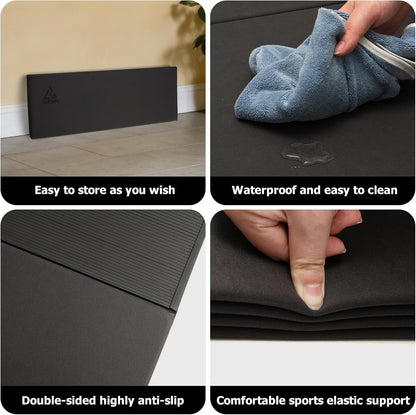 IwIeIaIrI Foldable Yoga Workout Mat with Strap– 1/4" (6MM) Thick, Lightweight, Non-Slip, 69x24" Long-Wide, POE, Portable & Easy to Store for Women Men Home Workout, Pilates, Gym, Travel, Floor Exercises