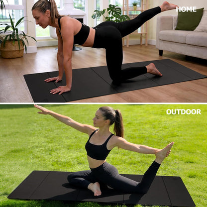 IwIeIaIrI Foldable Yoga Workout Mat with Strap– 1/4" (6MM) Thick, Lightweight, Non-Slip, 69x24" Long-Wide, POE, Portable & Easy to Store for Women Men Home Workout, Pilates, Gym, Travel, Floor Exercises