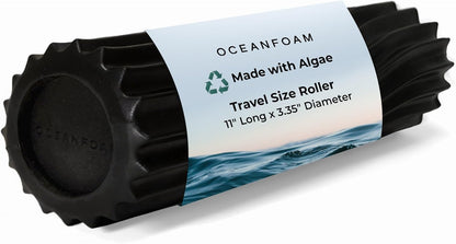 Ripple Travel Foam Roller (11" x 3.35") Firm Mini Foam Roller for Physical Therapy, Deep Tissue Massage, Back Pain - High Density, Ergonomic Wave Textured - Yoga, Pilates, Exercise (Seafoam) - Colors B