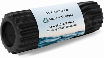 Ripple Travel Foam Roller (11" x 3.35") Firm Mini Foam Roller for Physical Therapy, Deep Tissue Massage, Back Pain - High Density, Ergonomic Wave Textured - Yoga, Pilates, Exercise (Seafoam) - Colors B