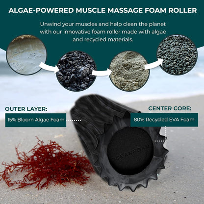 Ripple Travel Foam Roller (11" x 3.35") Firm Mini Foam Roller for Physical Therapy, Deep Tissue Massage, Back Pain - High Density, Ergonomic Wave Textured - Yoga, Pilates, Exercise (Seafoam) - Colors B