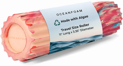 Ripple Travel Foam Roller (11" x 3.35") Firm Mini Foam Roller for Physical Therapy, Deep Tissue Massage, Back Pain - High Density, Ergonomic Wave Textured - Yoga, Pilates, Exercise (Seafoam) - Colors B