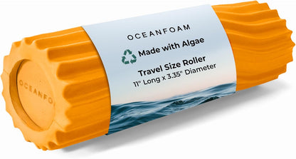 Ripple Travel Foam Roller (11" x 3.35") Firm Mini Foam Roller for Physical Therapy, Deep Tissue Massage, Back Pain - High Density, Ergonomic Wave Textured - Yoga, Pilates, Exercise (Seafoam) - Colors B