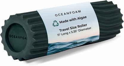 Ripple Travel Foam Roller (11" x 3.35") Firm Mini Foam Roller for Physical Therapy, Deep Tissue Massage, Back Pain - High Density, Ergonomic Wave Textured - Yoga, Pilates, Exercise (Seafoam) - Colors B