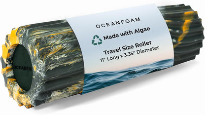 Ripple Travel Foam Roller (11" x 3.35") Firm Mini Foam Roller for Physical Therapy, Deep Tissue Massage, Back Pain - High Density, Ergonomic Wave Textured - Yoga, Pilates, Exercise (Seafoam) - Colors B