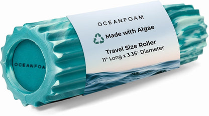 Ripple Travel Foam Roller (11" x 3.35") Firm Mini Foam Roller for Physical Therapy, Deep Tissue Massage, Back Pain - High Density, Ergonomic Wave Textured - Yoga, Pilates, Exercise (Seafoam) - Colors B