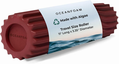 Ripple Travel Foam Roller (11" x 3.35") Firm Mini Foam Roller for Physical Therapy, Deep Tissue Massage, Back Pain - High Density, Ergonomic Wave Textured - Yoga, Pilates, Exercise (Seafoam) - Colors B