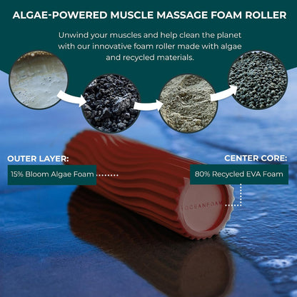 Ripple Travel Foam Roller (11" x 3.35") Firm Mini Foam Roller for Physical Therapy, Deep Tissue Massage, Back Pain - High Density, Ergonomic Wave Textured - Yoga, Pilates, Exercise (Seafoam) - Colors B